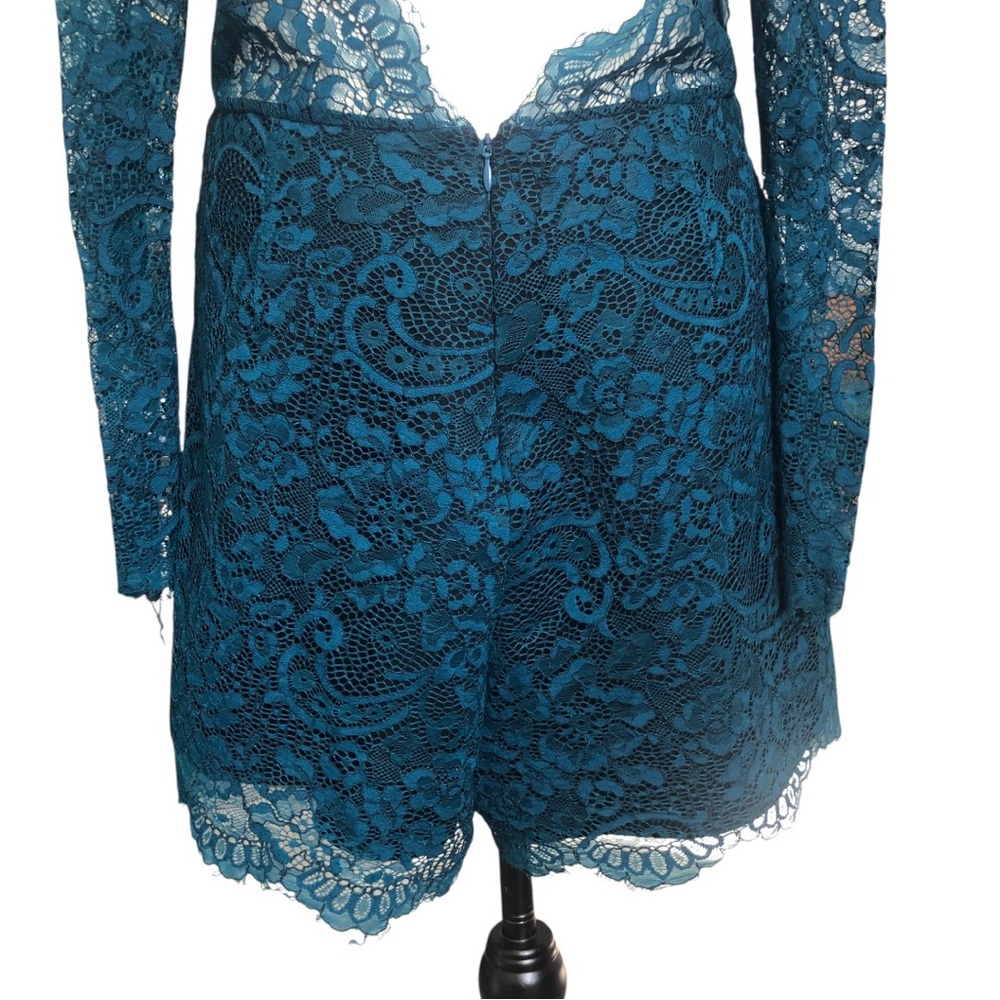 Lovers+Friends Teal Lace Romper - Picture 7 of 13